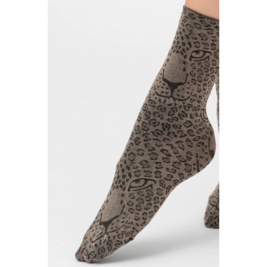 Wild cat skarpetki damskie ze wzorem, Kolor szary-wzór, Rozmiar uniwersalny, Veneziana ze sklepu Intymna w kategorii Skarpetki damskie - zdjęcie 144833202