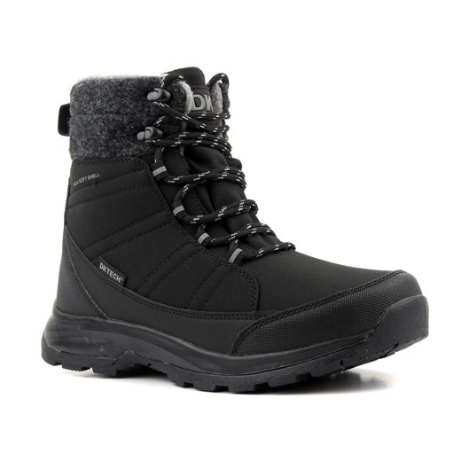 Śniegowce, buty zimowe damskie z materiałem Softshell - DK TECH 2104, czarno-szare ze sklepu ulubioneobuwie w kategorii Śniegowce damskie - zdjęcie 144843270