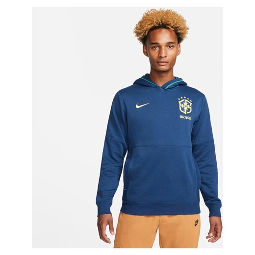 Męska dzianinowa bluza piłkarska z kapturem Brazylia Travel - Niebieski Nike L Nike poland