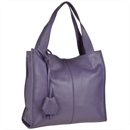 Duża torebka włoska shopper bag skóra naturalna fioletowa milka ze sklepu melon.pl w kategorii Torby Shopper bag - zdjęcie 144876424