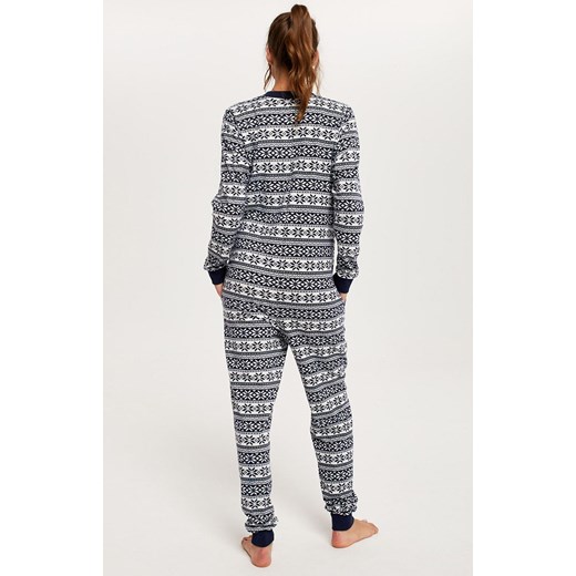 Kombinezon damski w norweski wzór piżama jednoczęściowa Alaska, Kolor granatowy-wzór, Rozmiar L, Italian Fashion ze sklepu Intymna w kategorii Piżamy damskie - zdjęcie 144877094