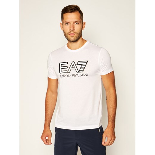 EA7 Emporio Armani T-Shirt 6HPT81 PJM9Z 1100 Biały Regular Fit L wyprzedaż MODIVO