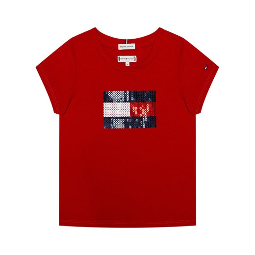 Tommy Hilfiger T-Shirt Flag Flip Sequins Tee KG0KG05251 M Czerwony Regular Fit Tommy Hilfiger 6Y MODIVO wyprzedaż