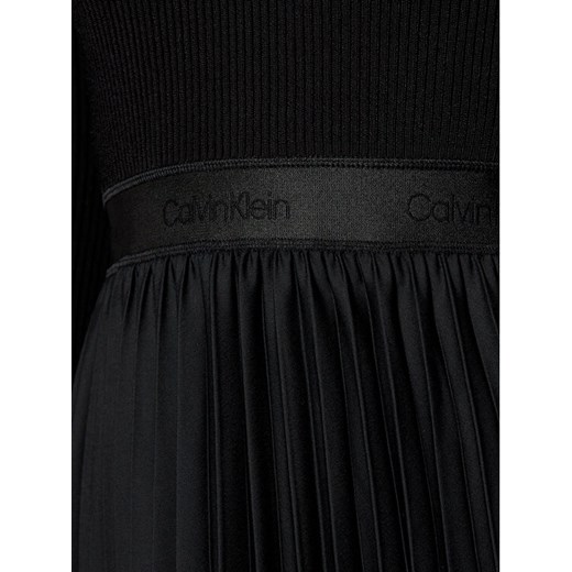 Calvin Klein Sukienka koktajlowa Ls Mix Media Pleated K20K202419 Czarny Regular Calvin Klein 36 okazja MODIVO