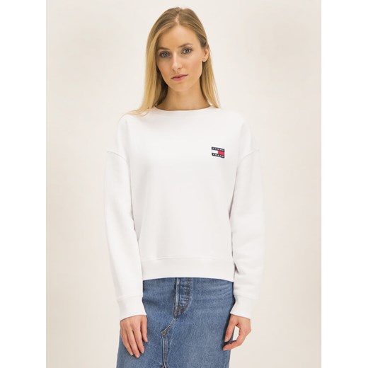 Tommy Jeans Bluza Logo DW0DW06814 Biały Loose Fit Tommy Jeans L okazja MODIVO