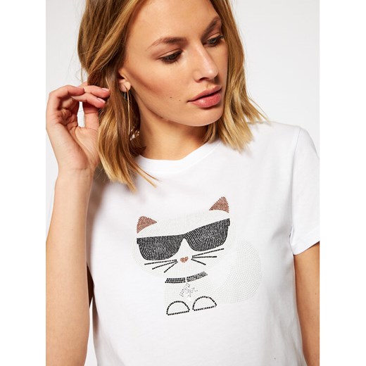 KARL LAGERFELD T-Shirt Ikonik Choupette Rs 206W1710 Biały Regular Fit Karl Lagerfeld S wyprzedaż MODIVO