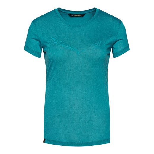 Salewa T-Shirt Solid Dry 27019 Niebieski Regular Fit 36 okazyjna cena MODIVO