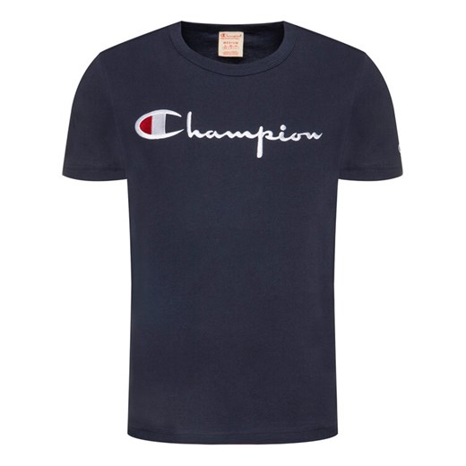 Champion T-Shirt Embroidered Script Logo 210972 Granatowy Regular Fit Champion XL wyprzedaż MODIVO