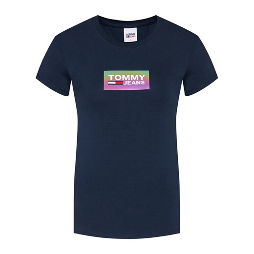 Tommy Jeans T-Shirt Gradient Logo Tee DW0DW09124 Granatowy Slim Fit Tommy Jeans M okazja MODIVO