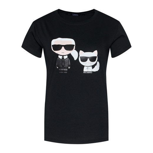 KARL LAGERFELD T-Shirt Ikonik Karl & Choupette 205W1707 Czarny Regular Fit Karl Lagerfeld S okazyjna cena MODIVO