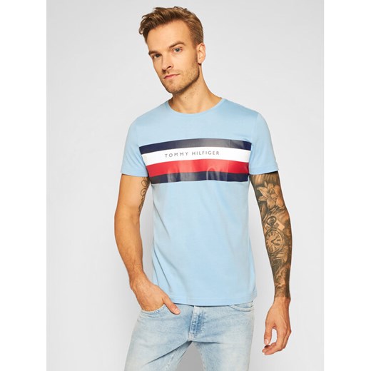 Tommy Hilfiger T-Shirt Stripe Tee MW0MW15318 Niebieski Regular Fit Tommy Hilfiger S MODIVO wyprzedaż