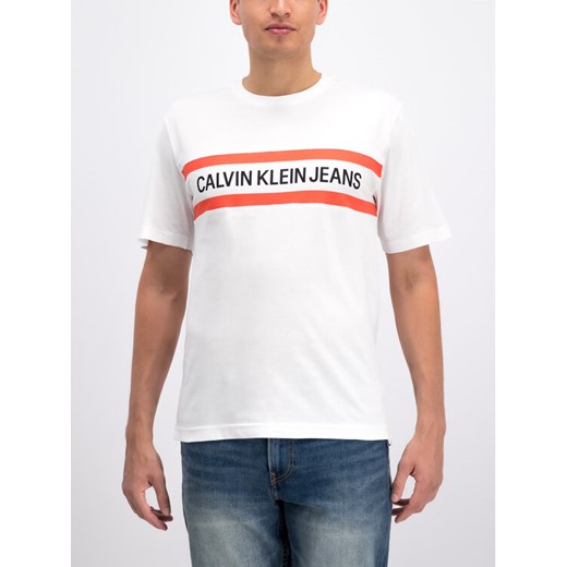 Calvin Klein Jeans T-Shirt J30J312592 Biały Regular Fit L promocyjna cena MODIVO