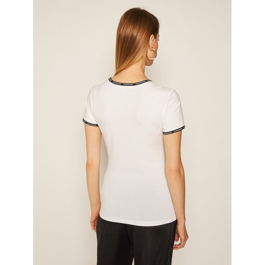 Calvin Klein Jeans T-Shirt Logo Trim J20J214227 Biały Regular Fit S okazyjna cena MODIVO