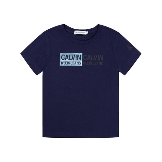 Calvin Klein Jeans T-Shirt Stamp Logo IG0IG00427 Granatowy Slim Fit 14 wyprzedaż MODIVO