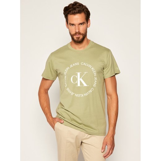 Calvin Klein Jeans T-Shirt Logo J30J314760 Zielony Regular Fit M wyprzedaż MODIVO