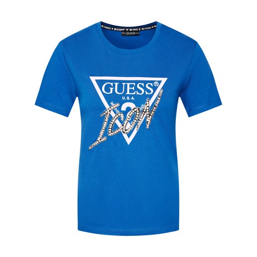 Guess T-Shirt Ss Cn Icon Tee W1RI25 I3Z00 Niebieski Regular Fit Guess L wyprzedaż MODIVO