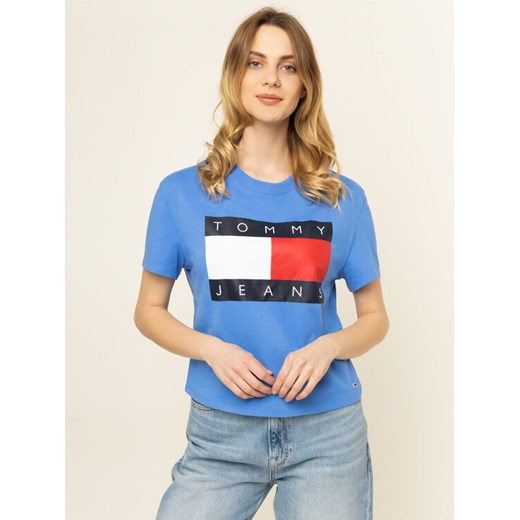 Tommy Jeans T-Shirt Flag DW0DW07153 Niebieski Oversize Tommy Jeans S MODIVO okazja