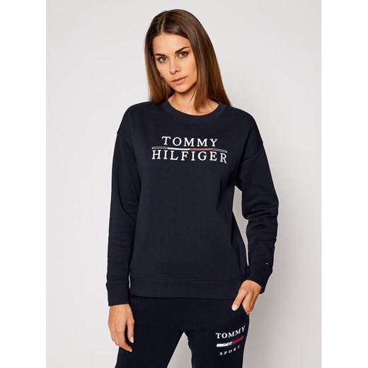 Tommy Hilfiger Bluza Logo Embroidery WW0WW29246 Granatowy Relaxed Fit Tommy Hilfiger S wyprzedaż MODIVO