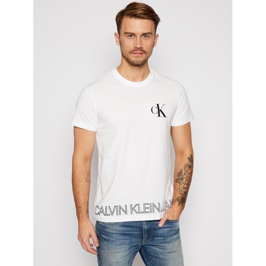 Calvin Klein Jeans T-Shirt J30J316457 Biały Regular Fit XL promocyjna cena MODIVO