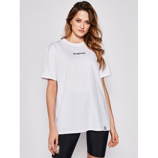 Desigual T-Shirt Sonar 20SWTKDB Biały Loose Fit Desigual S okazyjna cena MODIVO