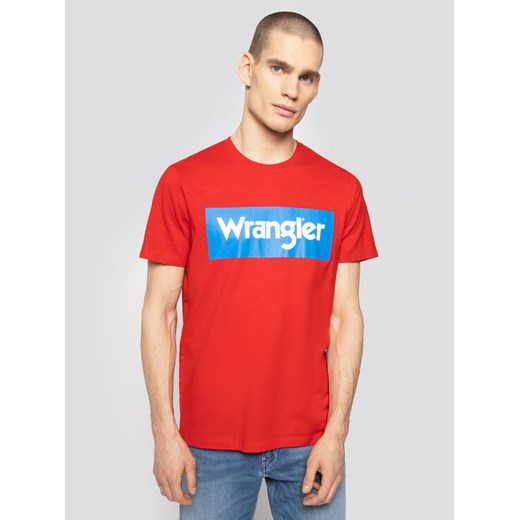 Wrangler T-Shirt Ss Logo Tee W742FKXWO Czerwony Regular Fit Wrangler L MODIVO okazja