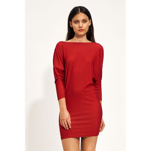 Czerwona mini sukienka typu nietoperz S215 Red (36) Nife 40 DobraKiecka