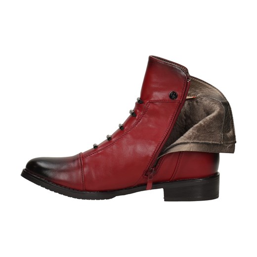 Czerwone botki Jezzi z zamkiem płaskie 