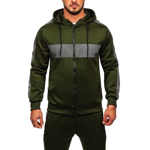 Khaki dres męski z kapturem Denley 27C8115 L wyprzedaż Denley