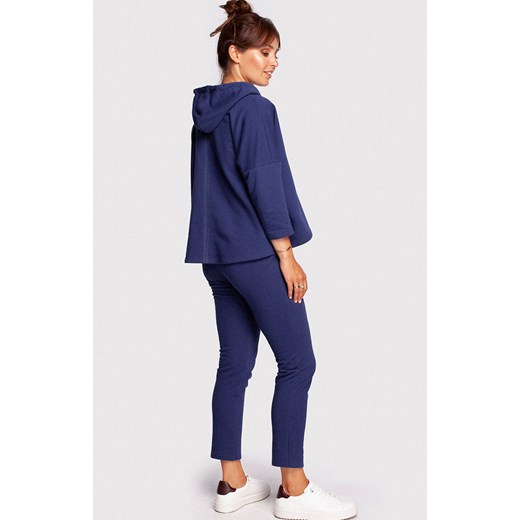 Bluza o luźnym kroju z kapturem w kolorze atramentowym B239, Kolor atramentowy, Rozmiar 2XL/3XL, BE ze sklepu Primodo w kategorii Bluzy damskie - zdjęcie 144986394