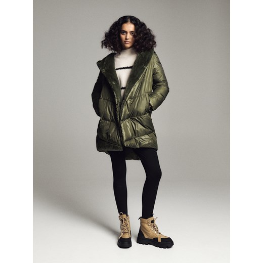 Reserved - Pikowany płaszcz - Khaki Reserved 44 Reserved