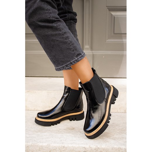 Lakierowane botki Olwa czarny Saway 41 okazja saway