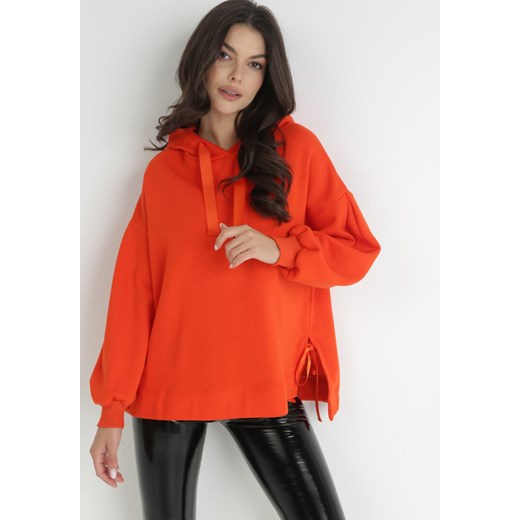 Pomarańczowa Bluza Oversize z Kapturem Kulsum ze sklepu Born2be Odzież w kategorii Bluzy damskie - zdjęcie 145033141