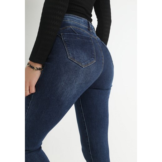 Granatowe Jeansy Skinny Push Up Chazi XL Born2be Odzież