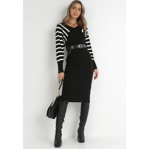 Czarno-Biała Sukienka Lagh ze sklepu Born2be Odzież w kategorii Sukienki - zdjęcie 145033560