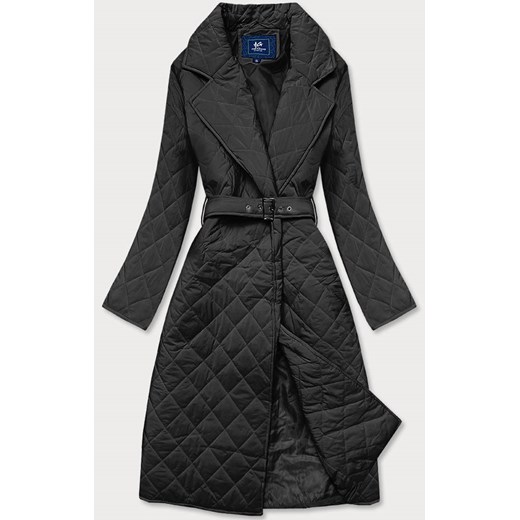 Pikowana kurtka z kołnierzem czarna (ag8-8010) ze sklepu goodlookin.pl w kategorii Płaszcze damskie - zdjęcie 145037520