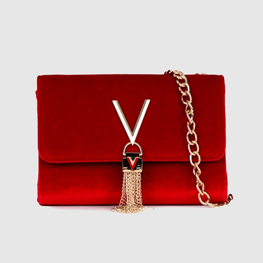 VALENTINO BAGS - Czerwona aksamitna kopertówka DIVINA GIFT Valentino By Mario Valentino  outfit.pl