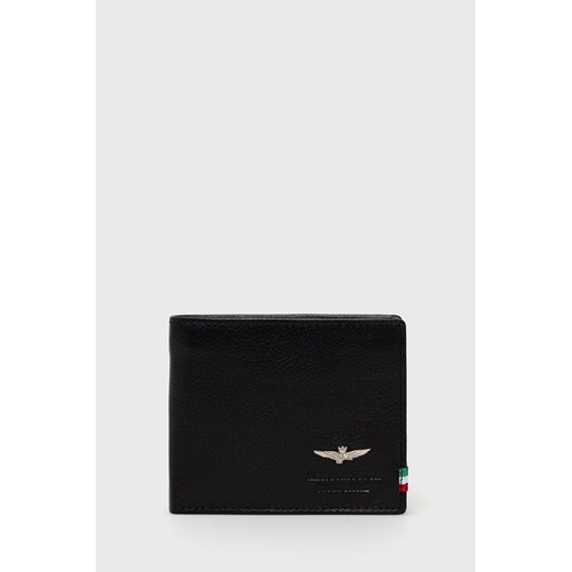 Aeronautica Militare portfel skórzany męski kolor czarny ze sklepu ANSWEAR.com w kategorii Portfele męskie - zdjęcie 145049720
