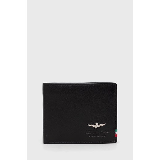 Aeronautica Militare portfel skórzany męski kolor czarny ze sklepu ANSWEAR.com w kategorii Portfele męskie - zdjęcie 145049732