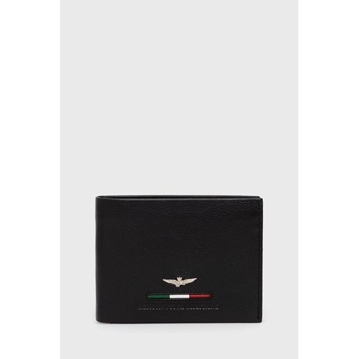 Aeronautica Militare portfel skórzany męski kolor czarny ze sklepu ANSWEAR.com w kategorii Portfele męskie - zdjęcie 145049783