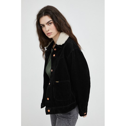 Wrangler kurtka sztruksowa kolor czarny przejściowa oversize Wrangler M ANSWEAR.com