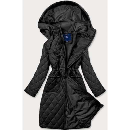 Prosta pikowana kurtka z kapturem czarna (ag6-29) ze sklepu goodlookin.pl w kategorii Płaszcze damskie - zdjęcie 145075023