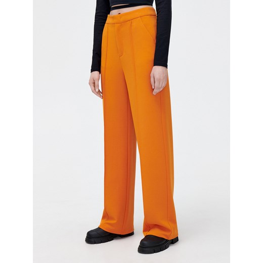 Cropp - Pomarańczowe spodnie wide leg - Pomarańczowy Cropp XL Cropp