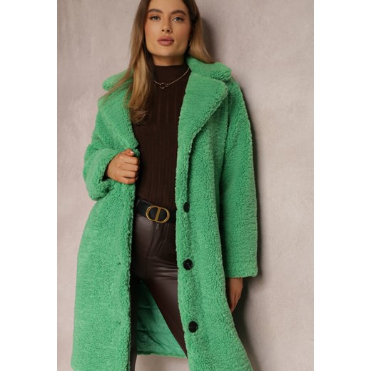 Zielony Płaszcz Futrzany Teddy Karli Renee XL wyprzedaż Renee odzież