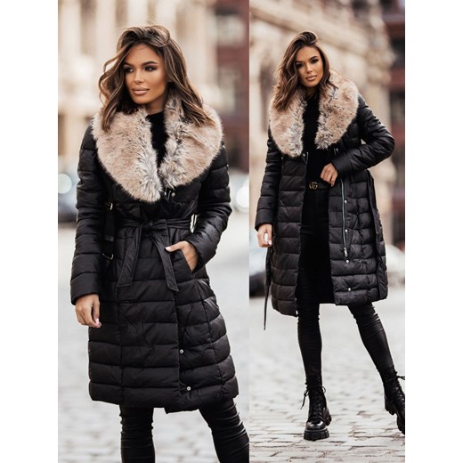 PIKOWANY PŁASZCZ APOLLO II CZARNO/BEŻOWY Infinityfashion.pl S Infinity
