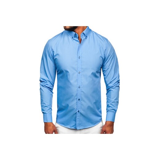Koszula męska elegancka z długim rękawem błękitna Bolf 5821-1 XL Denley wyprzedaż