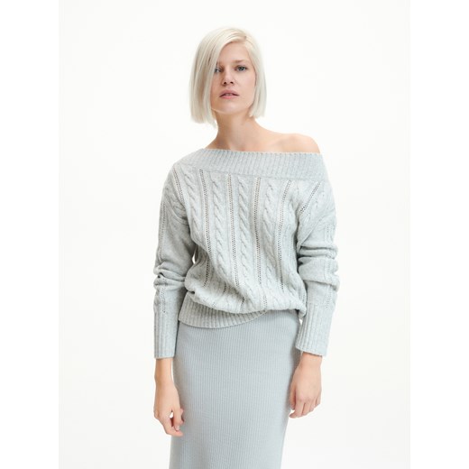 Reserved - Sweter z obniżoną linią ramion - Jasny szary Reserved M Reserved