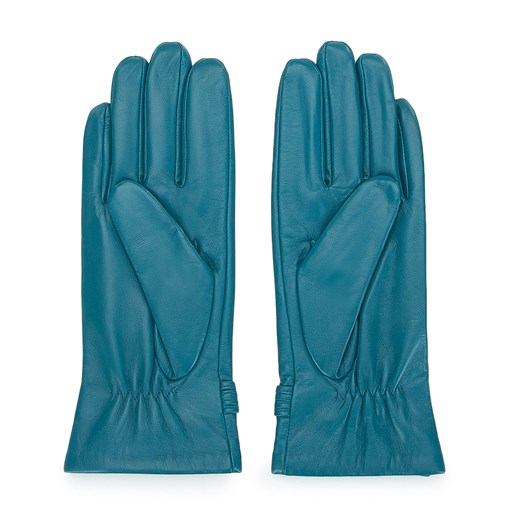 Damskie rękawiczki skórzane z supełkiem ciemny turkusowe ze sklepu WITTCHEN w kategorii Rękawiczki damskie - zdjęcie 145154620