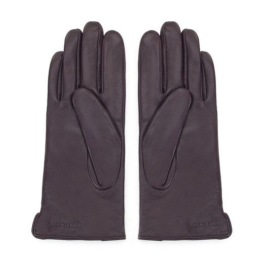 Damskie rękawiczki skórzane pikowane w zygzaki ciemny brąz ze sklepu WITTCHEN w kategorii Rękawiczki damskie - zdjęcie 145173944
