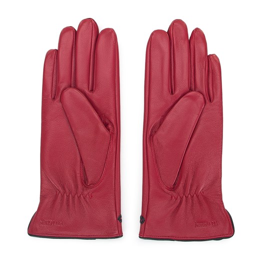 Damskie rękawiczki skórzane z obszyciem w kłos czerwone ze sklepu WITTCHEN w kategorii Rękawiczki damskie - zdjęcie 145173964