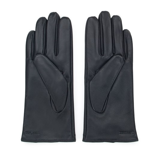 Damskie rękawiczki skórzane z ozdobnym stębnowaniem czarne ze sklepu WITTCHEN w kategorii Rękawiczki damskie - zdjęcie 145173972